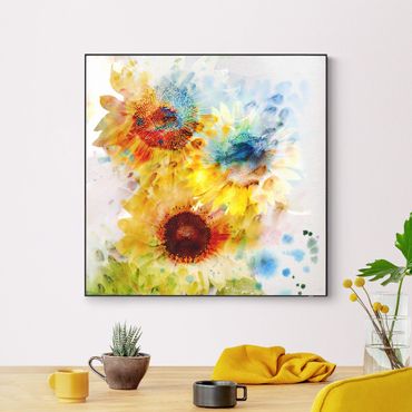 Tableau interchangeable - Aquarelle fleurs tournesols