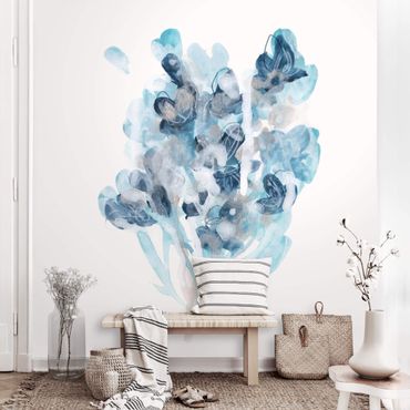 Papier peint - Watercolour Bouquet With Blue Shades