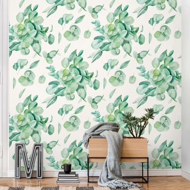 Papier peint - Watercolour Eucalyptus Bouquet Pattern