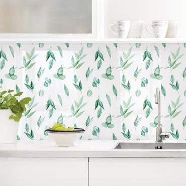 Revêtement mural cuisine - Watercolour Eucalyptus Branches Pattern