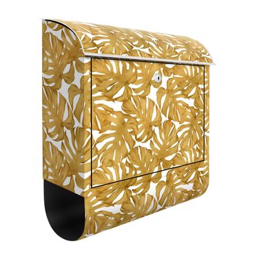 Letterbox - Watercolour Monstera Leaves In Gold