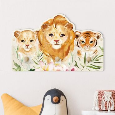 Porte-manteau enfant - Watercolour Big Cats Tiger Lion