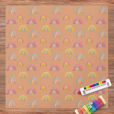 Tapis en liège - Watercolour Rainbow - Carré 1:1