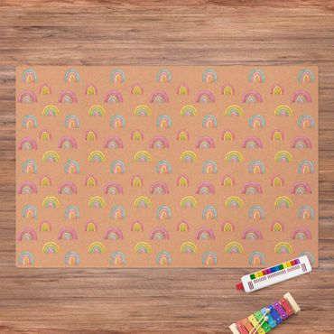 Tapis en liège - Watercolour Rainbow - Format paysage 3:2