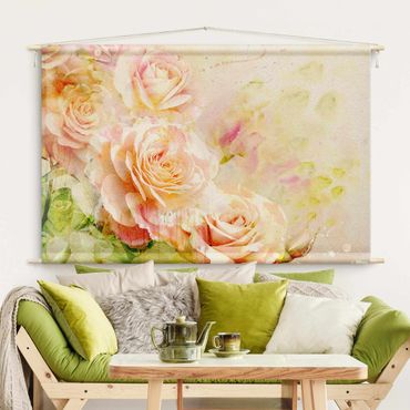 Tenture murale - Watercolour Rose Composition