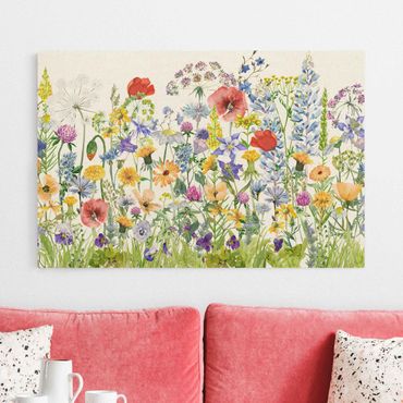Tableau sur toile naturel - Watercolour Flower Meadow - Format paysage 3:2