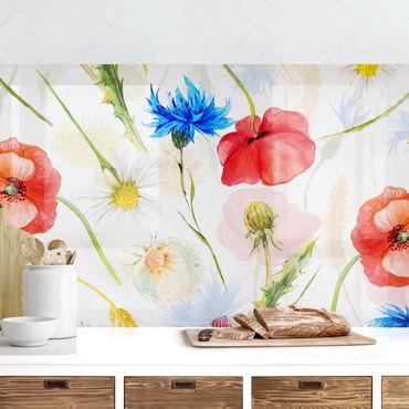 Revêtements muraux pour cuisine - Watercolour Wild Flowers With Poppies
