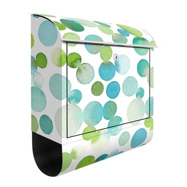 Letterbox - Watercolour Dots Confetti In Bluish Green