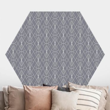 Papier peint hexagonal autocollant avec dessins - Art Deco Diamond Pattern In Front Of Gray XXL