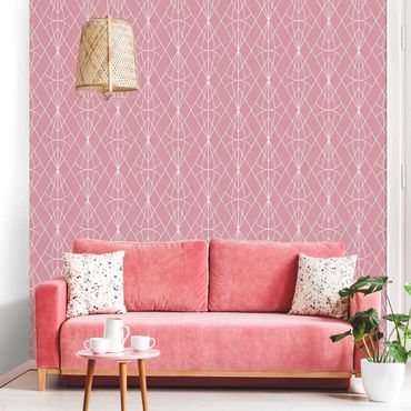 Papier peint - Art Deco Diamond Pattern In Front Of Pink XXL