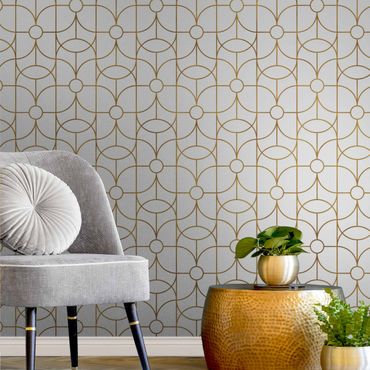 Metallic wallpaper - Art Deco Butterfly Line Pattern XXL