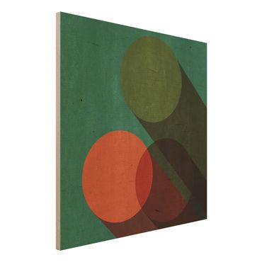 Impression sur bois - Abstract Shapes - Circles In Green And Red