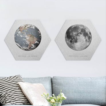Hexagone en alu Dibond - Moon And Earth