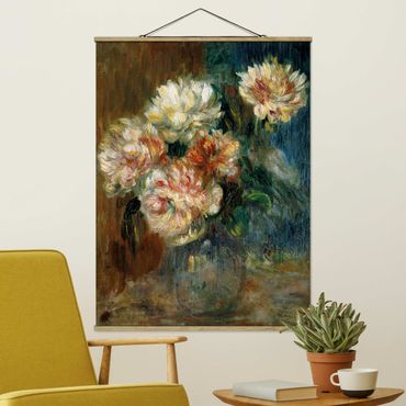 Tableau en tissu avec porte-affiche - Auguste Renoir - Vase of Peonies
