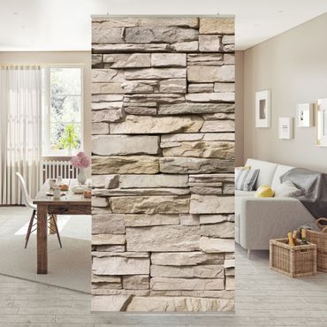 Panneau de séparation - Asian Stonewall - Stone Wall From Large Light Coloured Stones