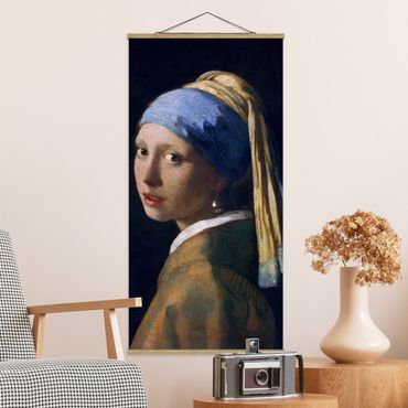 Tableau en tissu avec porte-affiche - Jan Vermeer Van Delft - Girl With A Pearl Earring