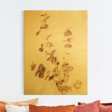 Tableau sur toile or - Golden Eucalyptus With White