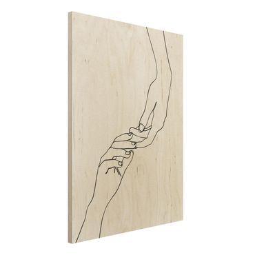 Impression sur bois - Line Art Hands Touching Black And White