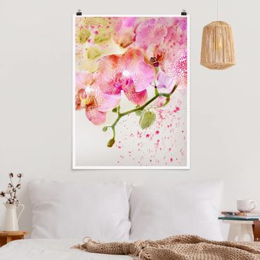 Poster fleurs - Watercolour Flowers Orchids
