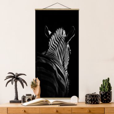 Tableau en tissu avec porte-affiche - Dark Zebra Silhouette