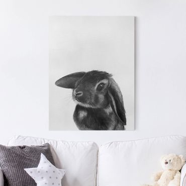 Tableau sur toile - Illustration Rabbit Black And White Drawing