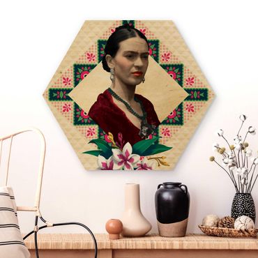 Hexagone en bois - Frida Kahlo - Flowers And Geometry
