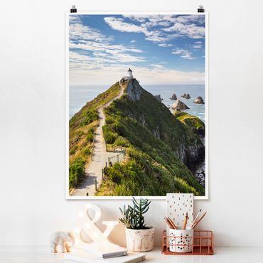 Poster nature & paysage - Nugget Point Lighthouse And Sea New Zealand