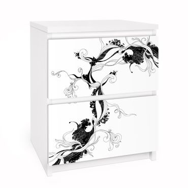 Papier adhésif pour meuble IKEA - Malm commode 2x tiroirs - Tendril In Ink
