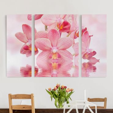 Impression sur toile 3 parties - Light Pink Orchid On Water