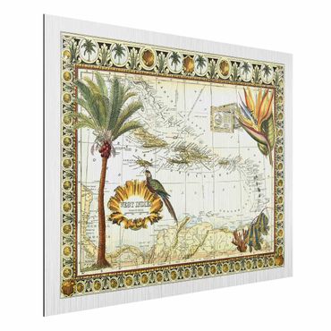Impression sur aluminium - Vintage Tropical Map West Indies