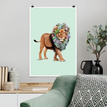 Poster animaux - Lion With Succulents