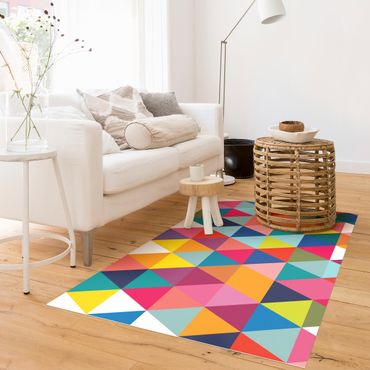 Vinyl Floor Mat - Colourful Triangle Pattern - Landscape Format 3:2
