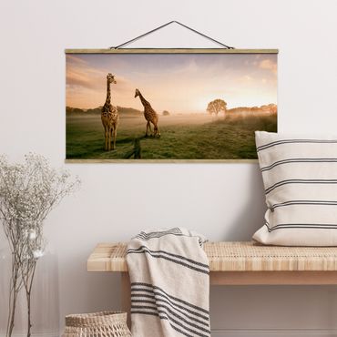 Tableau en tissu avec porte-affiche - Surreal Giraffes