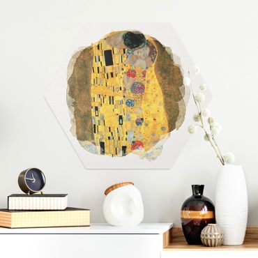 Hexagone en alu Dibond - WaterColours - Gustav Klimt - The Kiss