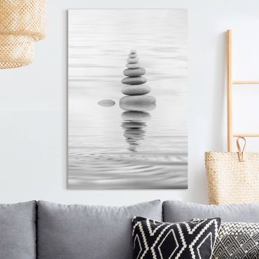 Impression sur toile - Stone Tower In Water Black And White
