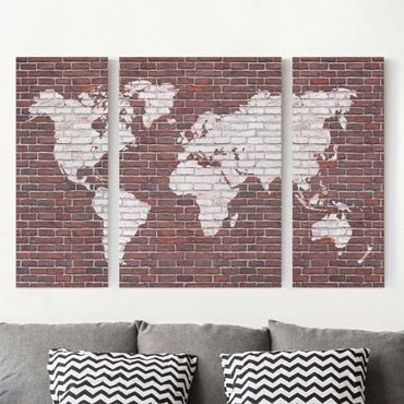 Impression sur toile 3 parties - Brick World Map