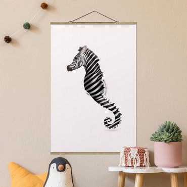 Tableau en tissu avec porte-affiche - Seahorse With Zebra Stripes