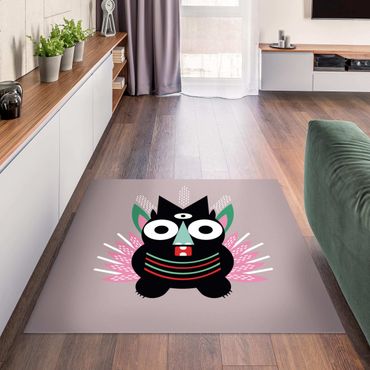 Vinyl Floor Mat - Collage Ethno Monster -  Claws - Square Format 1:1