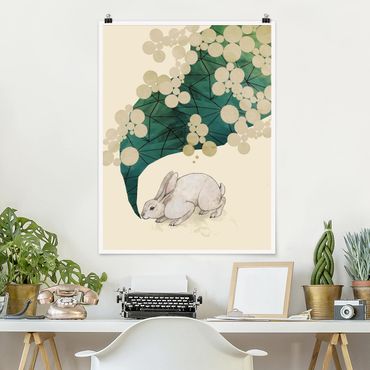 Poster - Illustration Bunny With Dots And Triangles