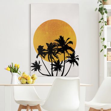 Impression sur toile - Palm Trees In Front Of Golden Sun