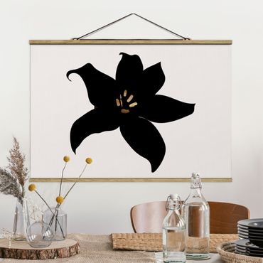 Tableau en tissu avec porte-affiche - Graphical Plant World - Orchid Black And Gold