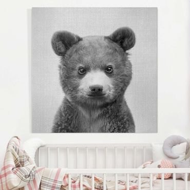 Tableau sur toile - Baby Bear Bruno Black And White - Carré 1:1