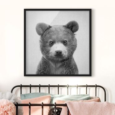 Poster encadré - Baby Bear Bruno Black And White