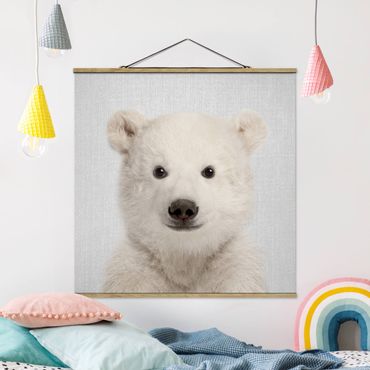 Tableau en tissu avec porte-affiche - Baby Polar Bear Emil - Carré 1:1