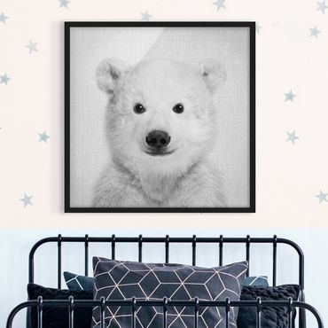 Poster encadré - Baby Polar Bear Emil Black And White
