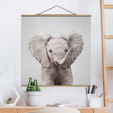 Tableau en tissu avec porte-affiche - Baby Elephant Elsa - Carré 1:1