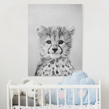 Tableau sur toile - Baby Cheetah Gino Black And White - Format portrait 3:4