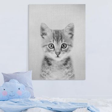 Tableau sur toile - Baby Cat Killi Black And White - Format portrait 3:4
