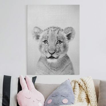 Tableau sur toile - Baby Lion Luca Black And White - Format portrait 3:4