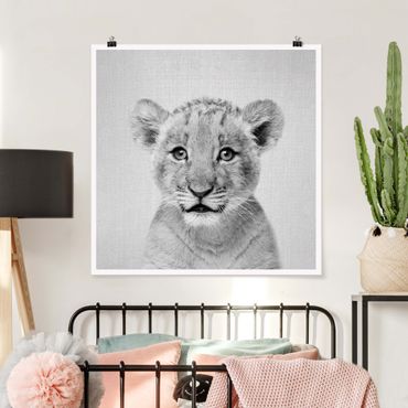 Poster reproduction - Baby Lion Luca Black And White